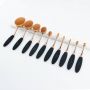 Набор кистей-щеточек для макияжа профессиональный ANMOR Professional makeup brush set Oval черный (10шт)