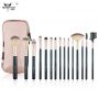Набор кистей для макияжа профессиональный ANMOR Professional makeup brush set Pink Gold черный (15шт)