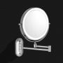Зеркало косметическое настенное двухстороннее, диаметр 20см LED подсветка, 5х кратное увеличение, выдвижное