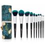 Набор кистей для макияжа профессиональный MSQ Professional makeup brush set OWL зеленый (10шт)