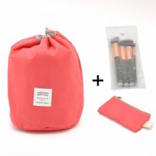 Косметичка Makeup box, Сумка-органайзер для косметики червона + косметичка і чохол для кистей