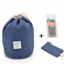 Косметичка Makeup box, Сумка-органайзер для косметики синя + косметичка і чохол для кистей