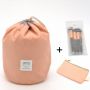 Косметичка Makeup box, Сумка-органайзер для косметики рожева + косметичка і чохол для кистей